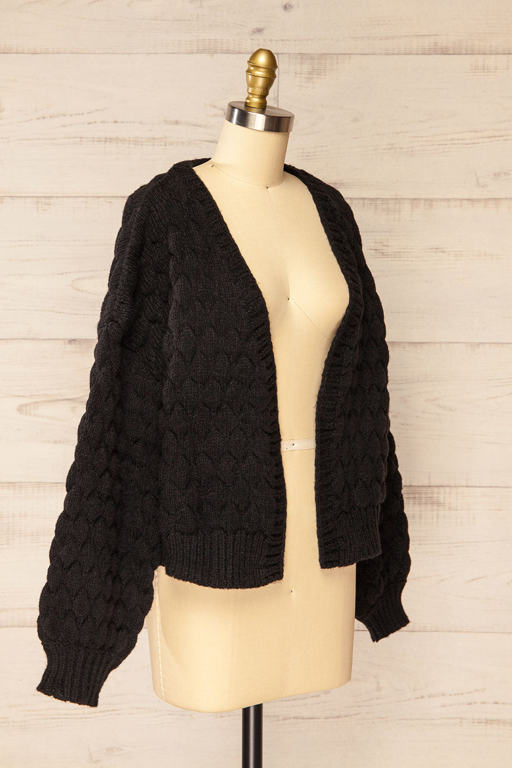 Buraydah Black Oversized Knit Cardigan | La petite garçonne side view