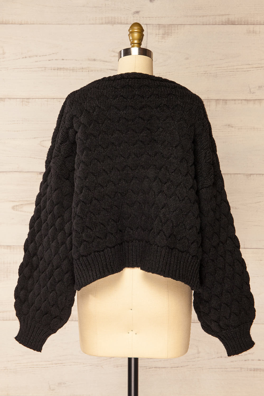 Buraydah Black Oversized Knit Cardigan | La petite garçonne back view