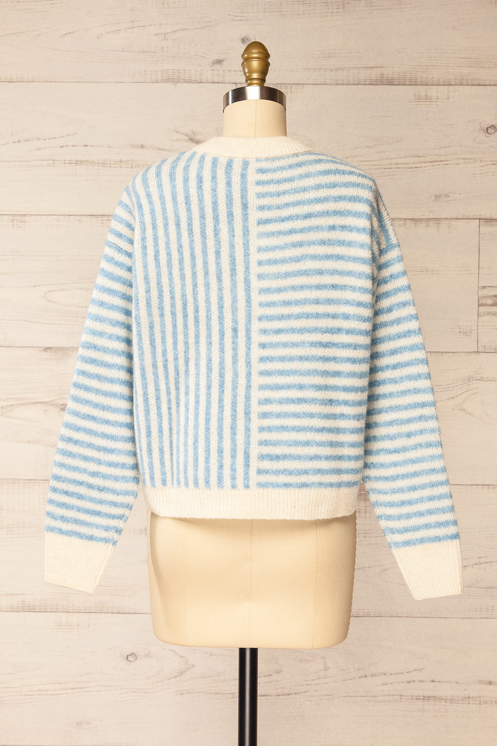 Burbank Blue Ivory Knit Sweater w/ Stripes | La petite garçonne back view