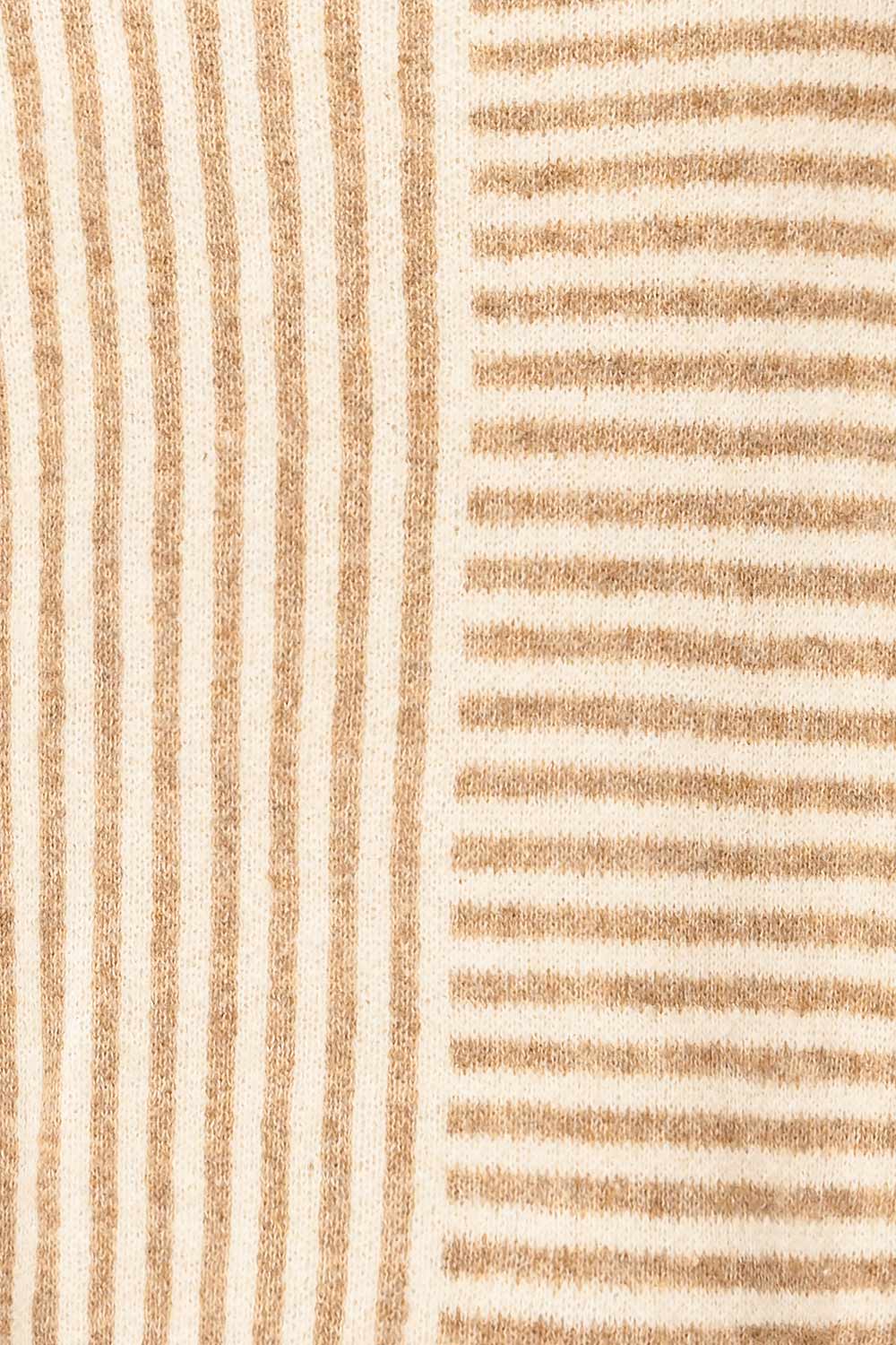 Burbank Taupe Ivory Knit Sweater w/ Stripes | La petite garçonne texture