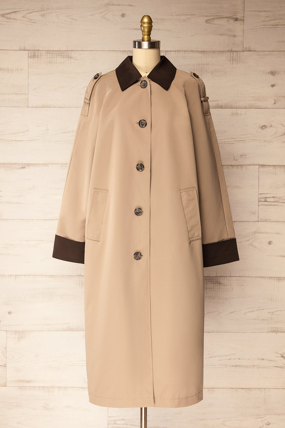 Bursa Straight Beige and Brown Coat | La petite garçonne front 