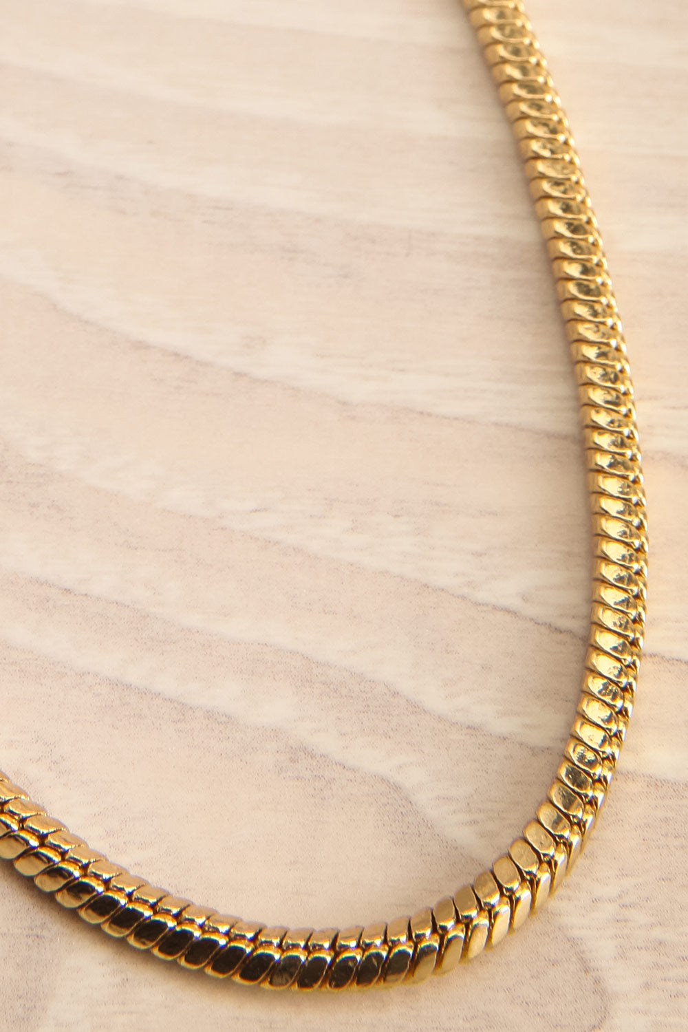 Buslem Gold Square Snake Chain Necklace | La petite garçonne flat close-up