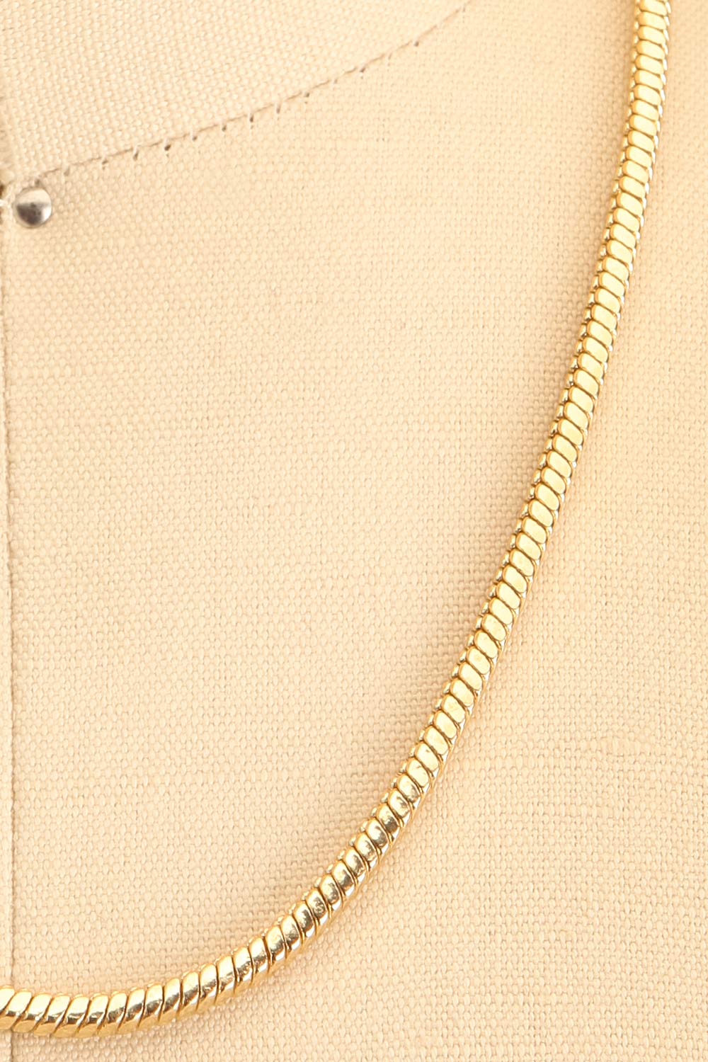 Buslem Gold Square Snake Chain Necklace | La petite garçonne close-up