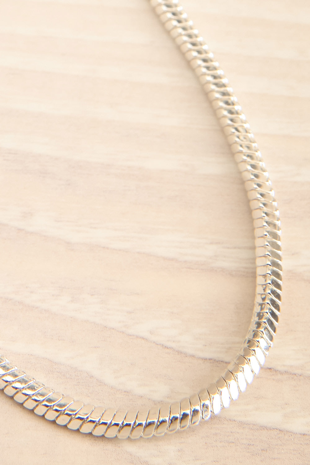 Buslem Silver Square Snake Chain Necklace | La petite garçonne flat close-up