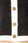 Cabria Black Fuzzy Preppy Cardigan | Boutique 1861 fabric