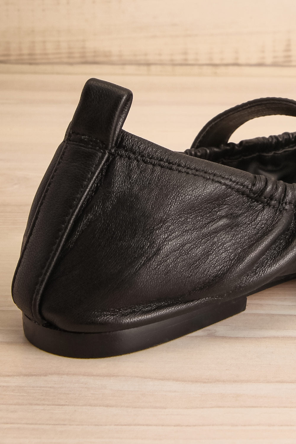Caelie Black Leather Ballet Flats with Gold Buckle | La petite garçonne back