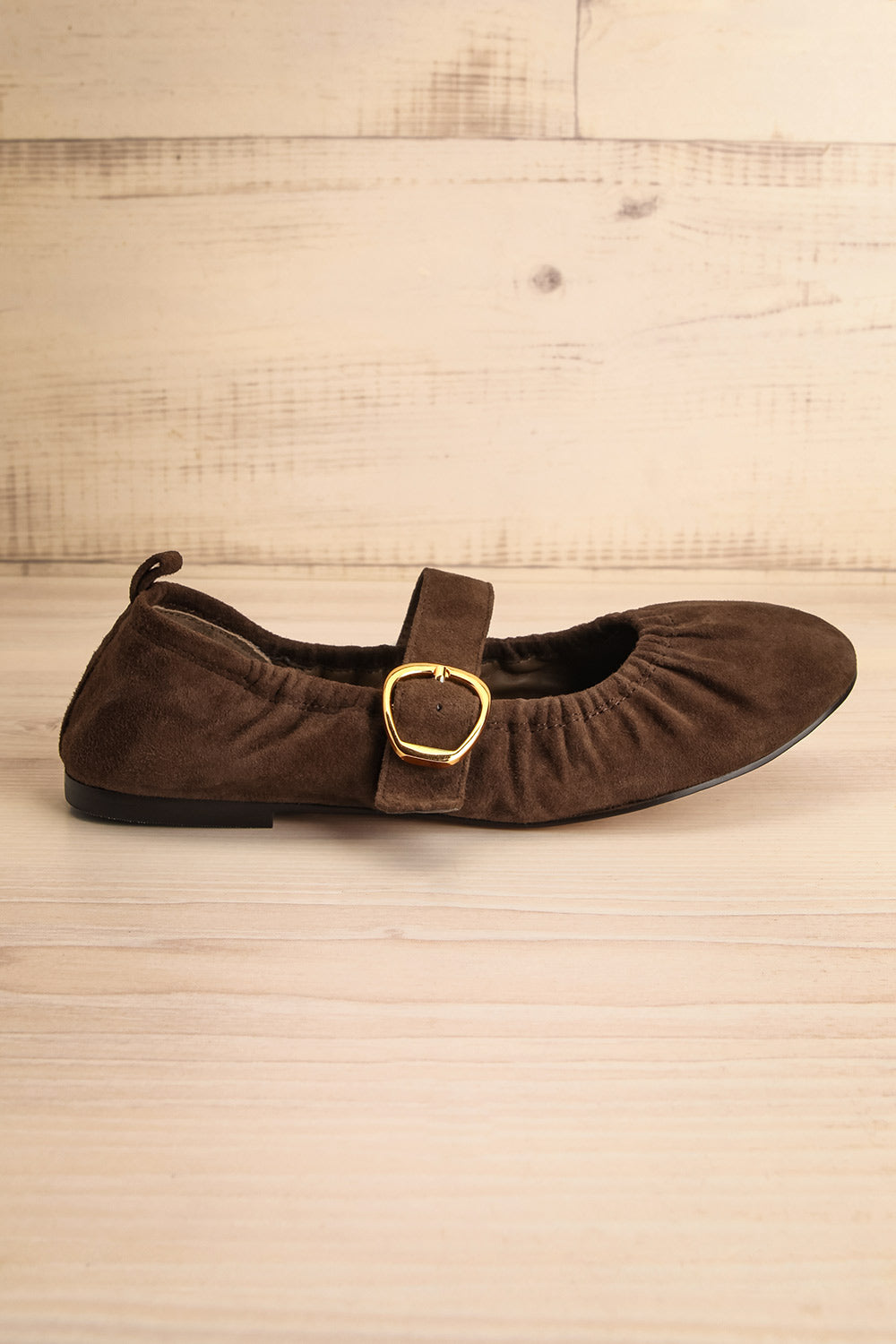Caelie Brun | Ballerine en Suède avec Boucle Dorée