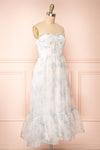 Caelly Blue & White Bustier Floral Midi Dress | Boutique 1861 side view