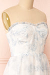Caelly Blue & White Bustier Floral Midi Dress | Boutique 1861 side close-up