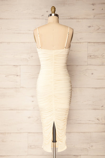 Caen Ivory | Ruched Fitted Midi Dress