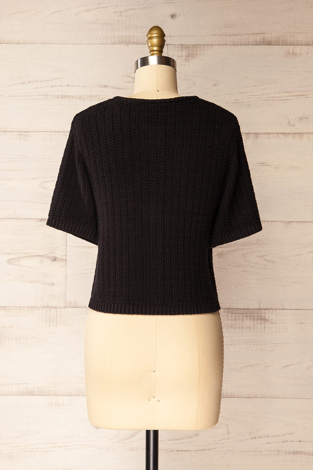 Cairns Black Knitted Button-Down Top | La petite garçonne back view