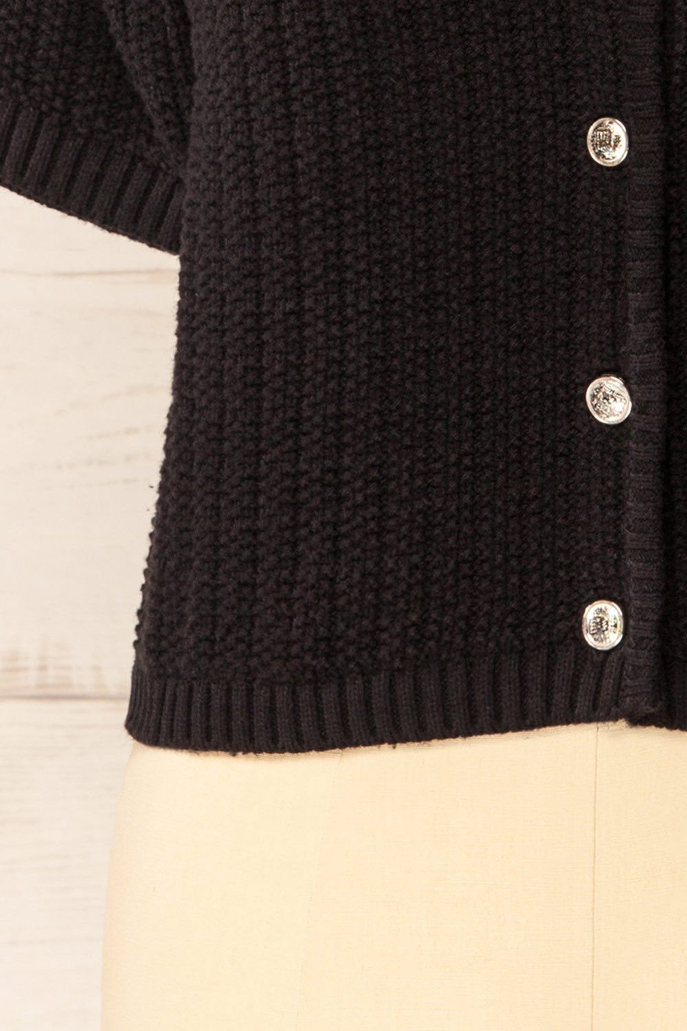 Cairns Black Knitted Button-Down Top | La petite garçonne bottom