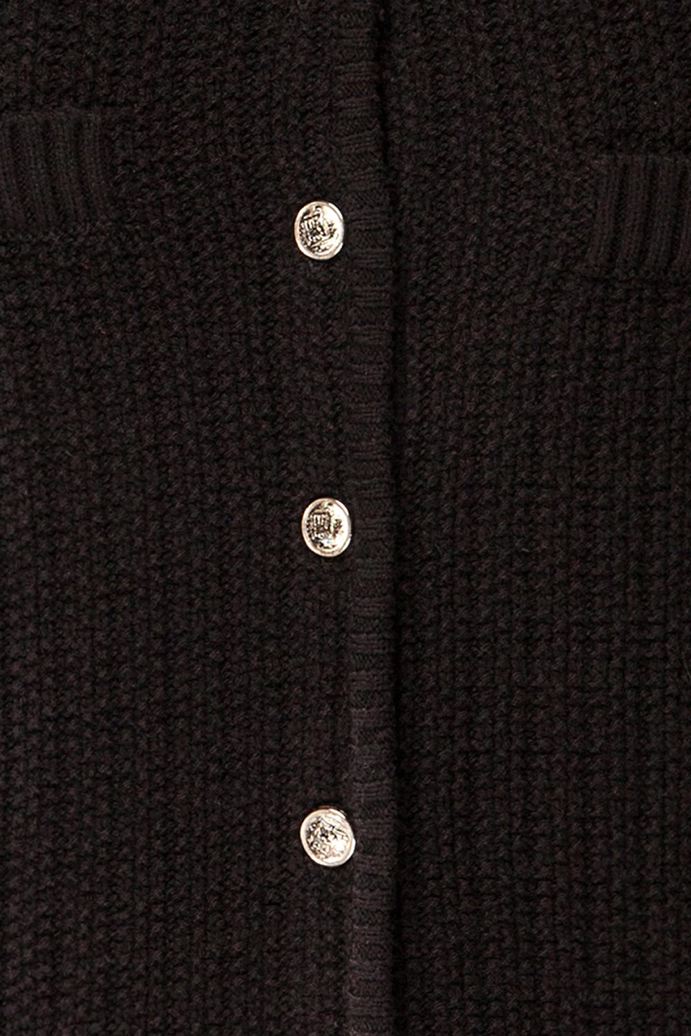 Cairns Black Knitted Button-Down Top | La petite garçonne fabric 