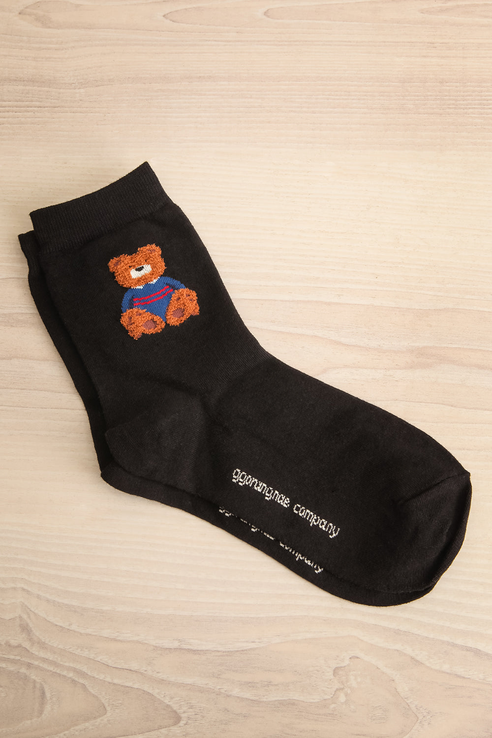  Cairo Black Crew Socks w/ Fuzzy Bear Details | La petite garçonne