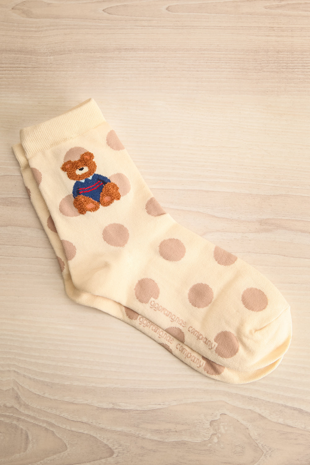 Cairo Ivory Crew Socks w/ Fuzzy Bear Details | La petite garçonne