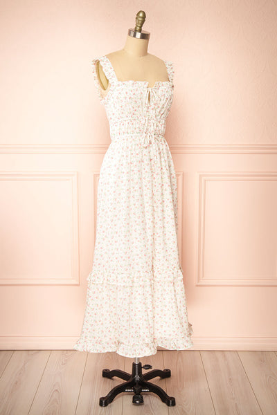 Caitline White Floral Maxi Dress | Boutique 1861 side view