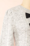 Calandra Short Grey Wool Dress w/ Black Bows | Boutique 1861 side close-up