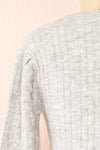 Calandra Short Grey Wool Dress w/ Black Bows | Boutique 1861 back close-up