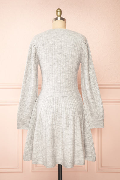 Calandra Short Grey Wool Dress w/ Black Bows | Boutique 1861 back view