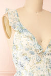 Calania Tiered Floral Midi Dress w/ Ruffles | Boutique 1861 side close-up
