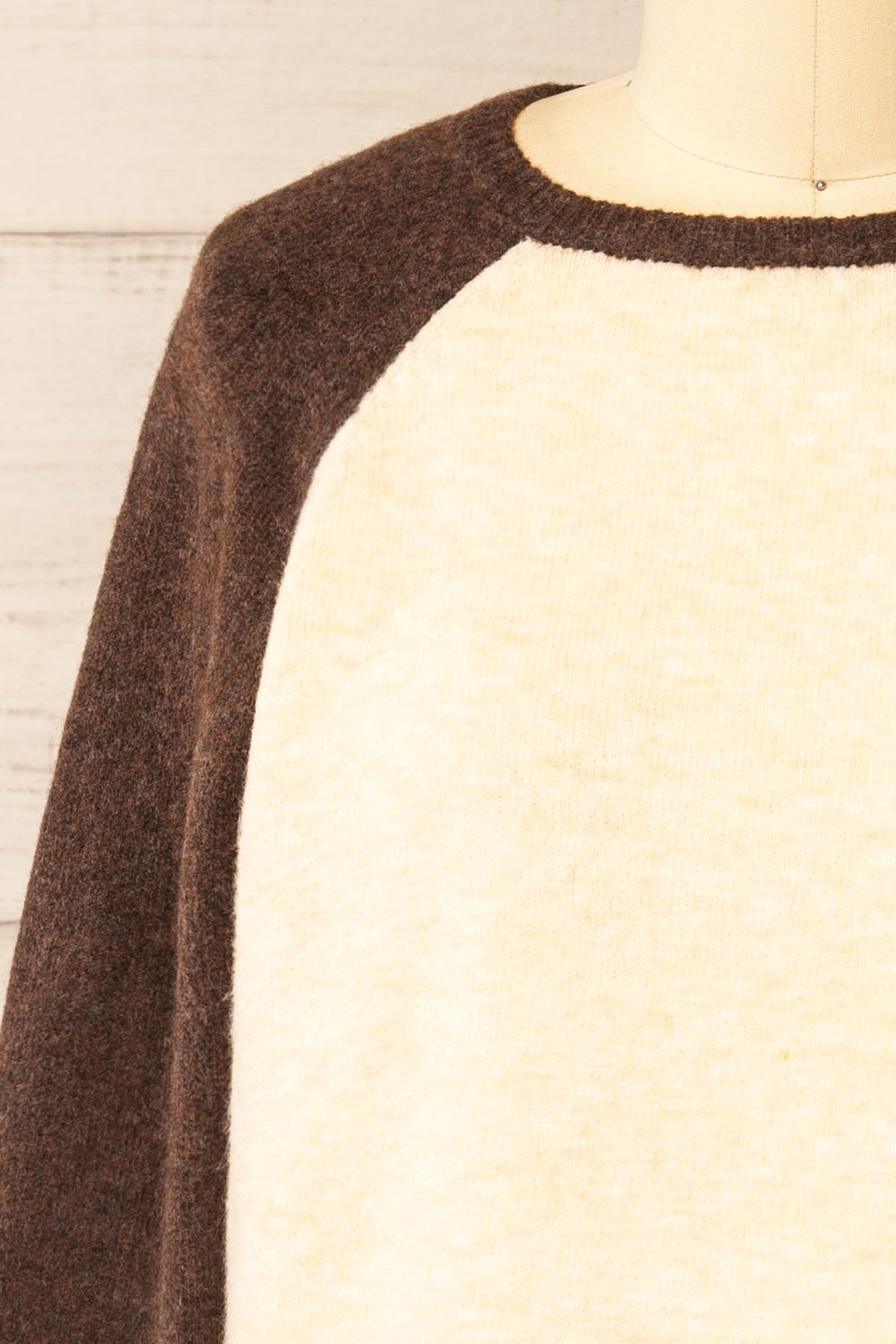 Callista Fuzzy Brown & Beige Sweater | La petite garçonne front