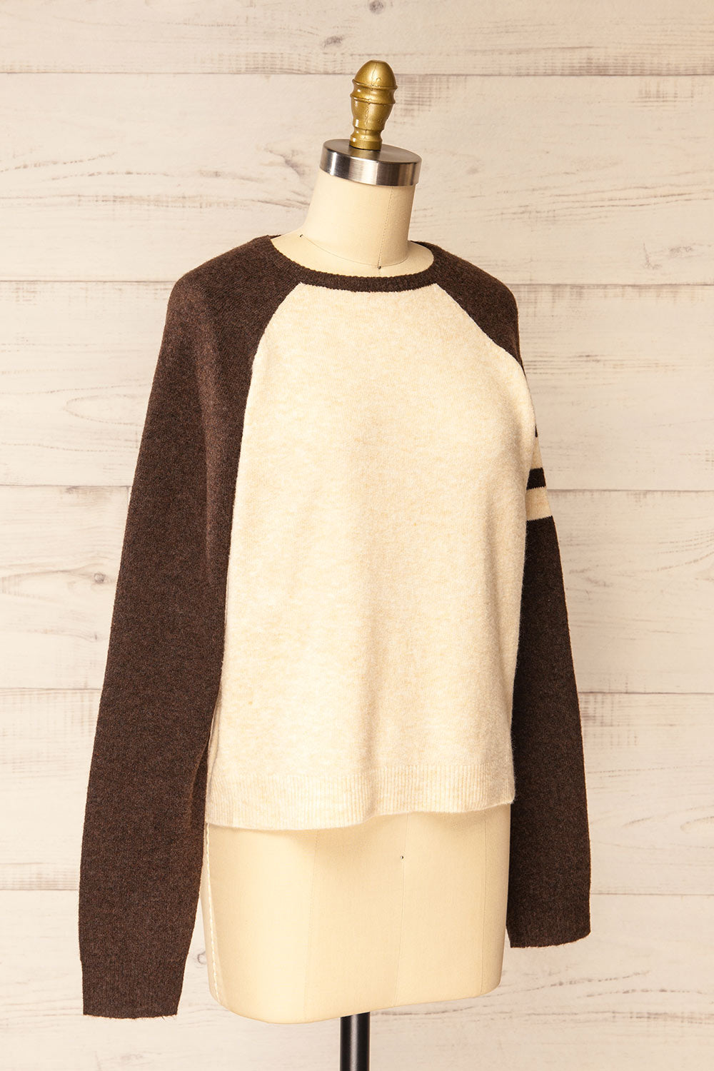 Callista Fuzzy Brown & Beige Sweater | La petite garçonne  side view