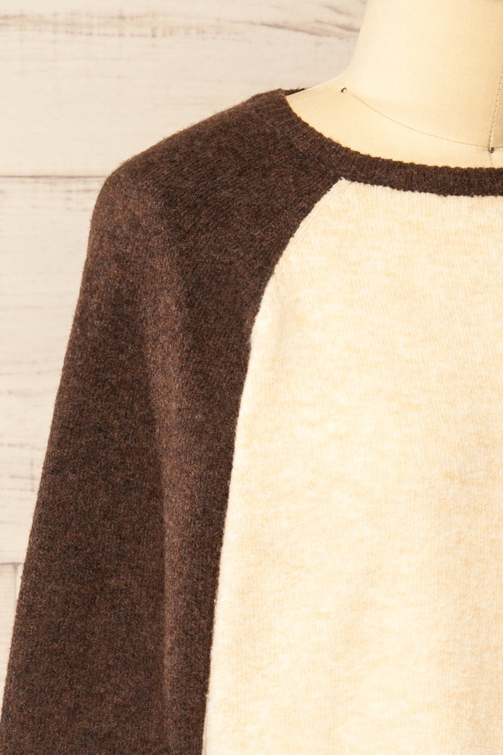 Callista Fuzzy Brown & Beige Sweater | La petite garçonne  side