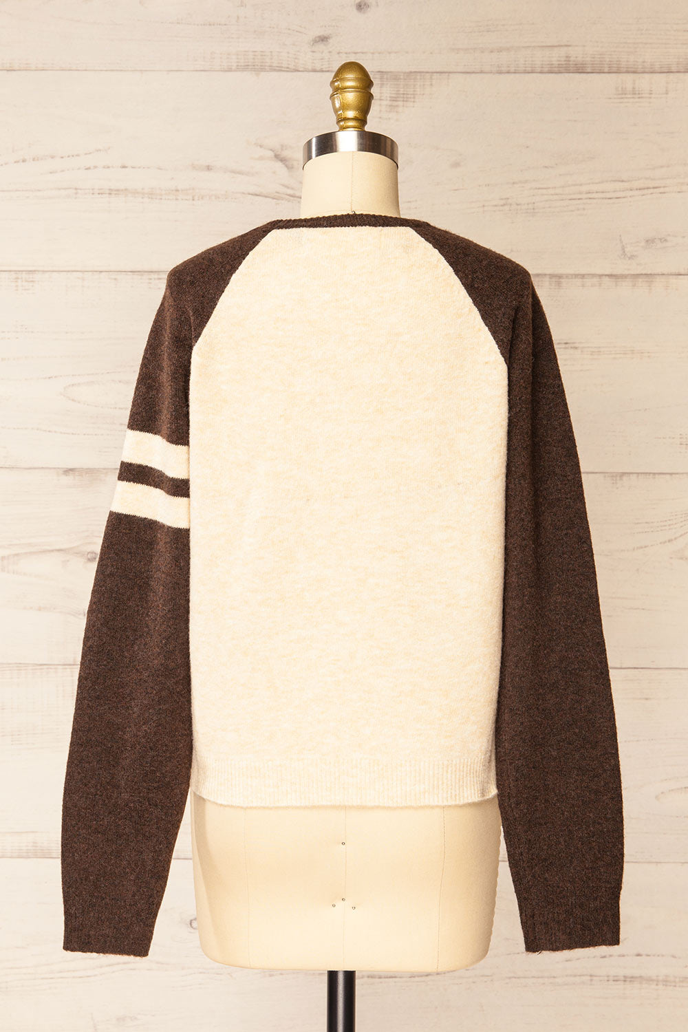 Callista Fuzzy Brown & Beige Sweater | La petite garçonne  back view