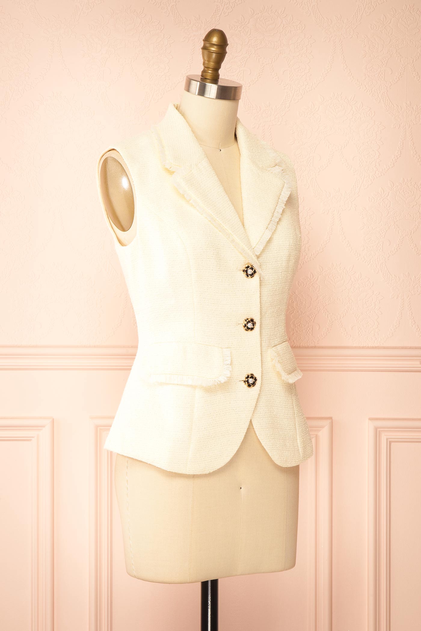 Calixa Ivory Sparkling Vest with Pockets | Boutique 1861 side