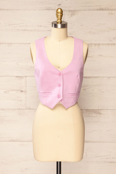 Callum Pink Tailored Vest | La petite garçonne front view
