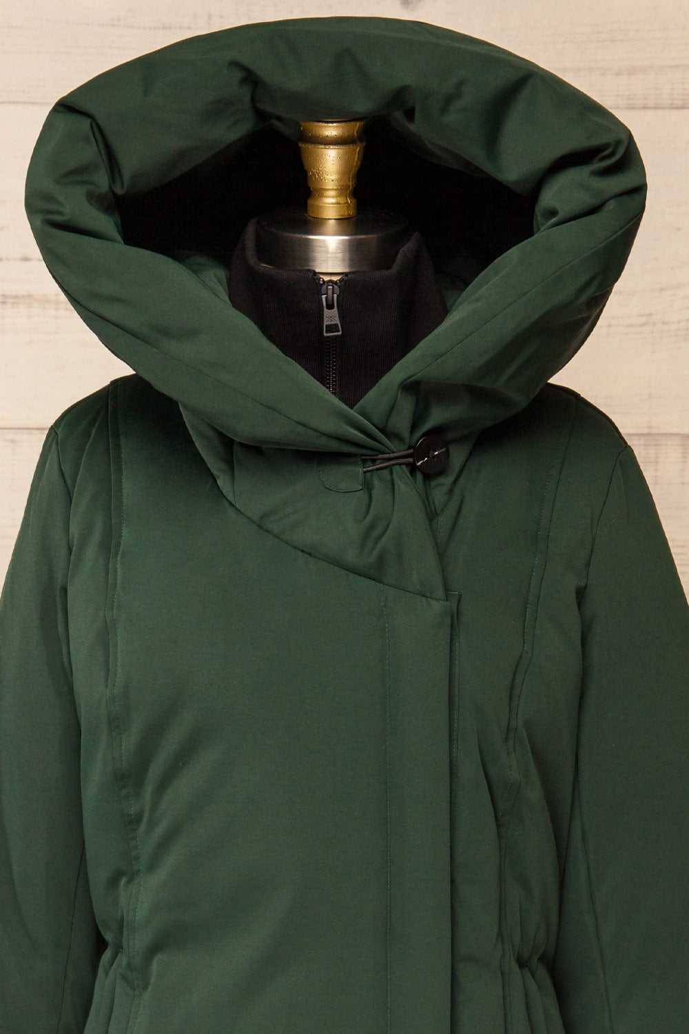 Camelia Green Quilted Soia&Kyo Parka w/ Hood | La Petite Garçonne front hood