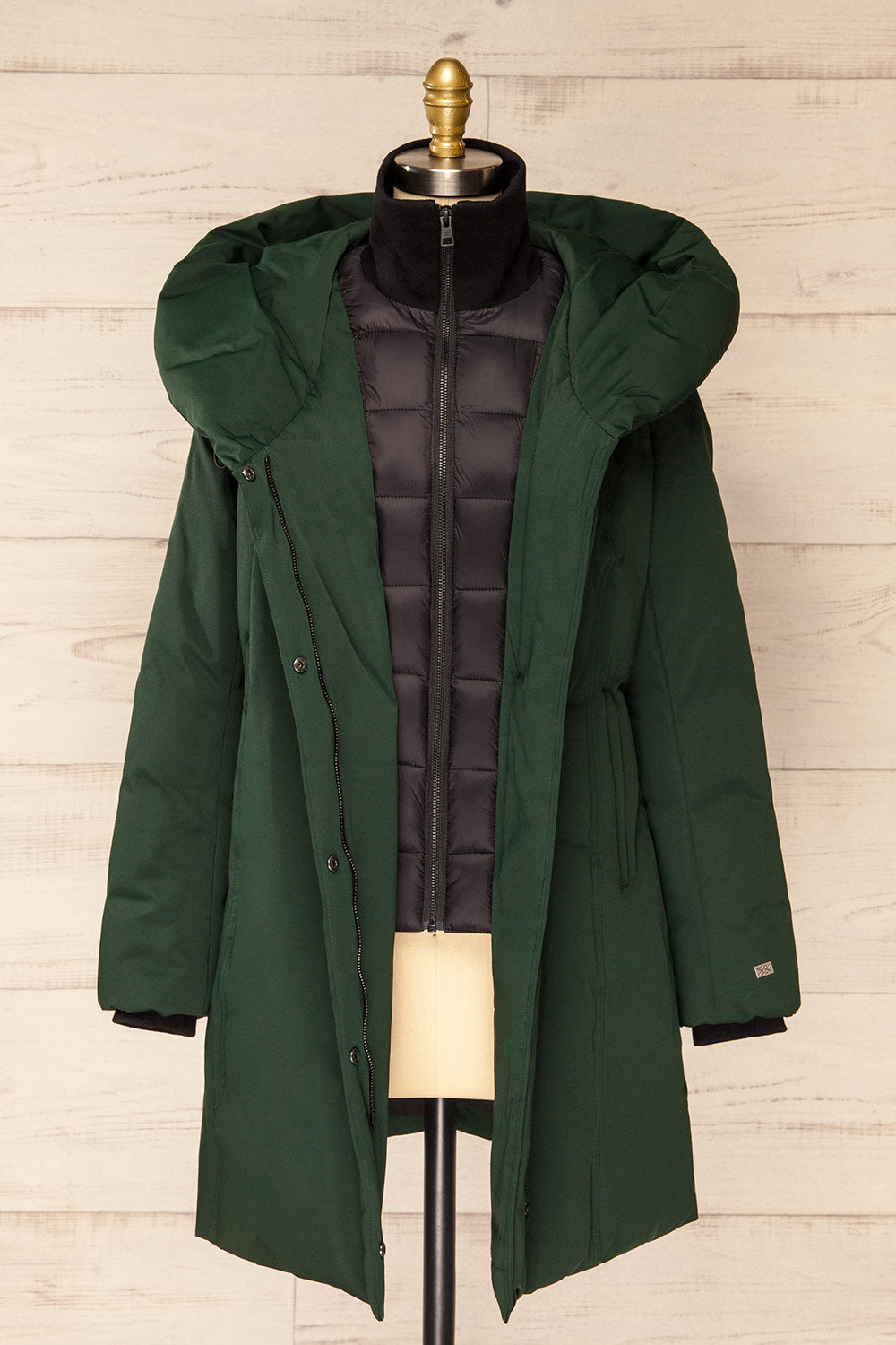 Camelia Green Quilted Soia&Kyo Parka w/ Hood | La Petite Garçonne open view