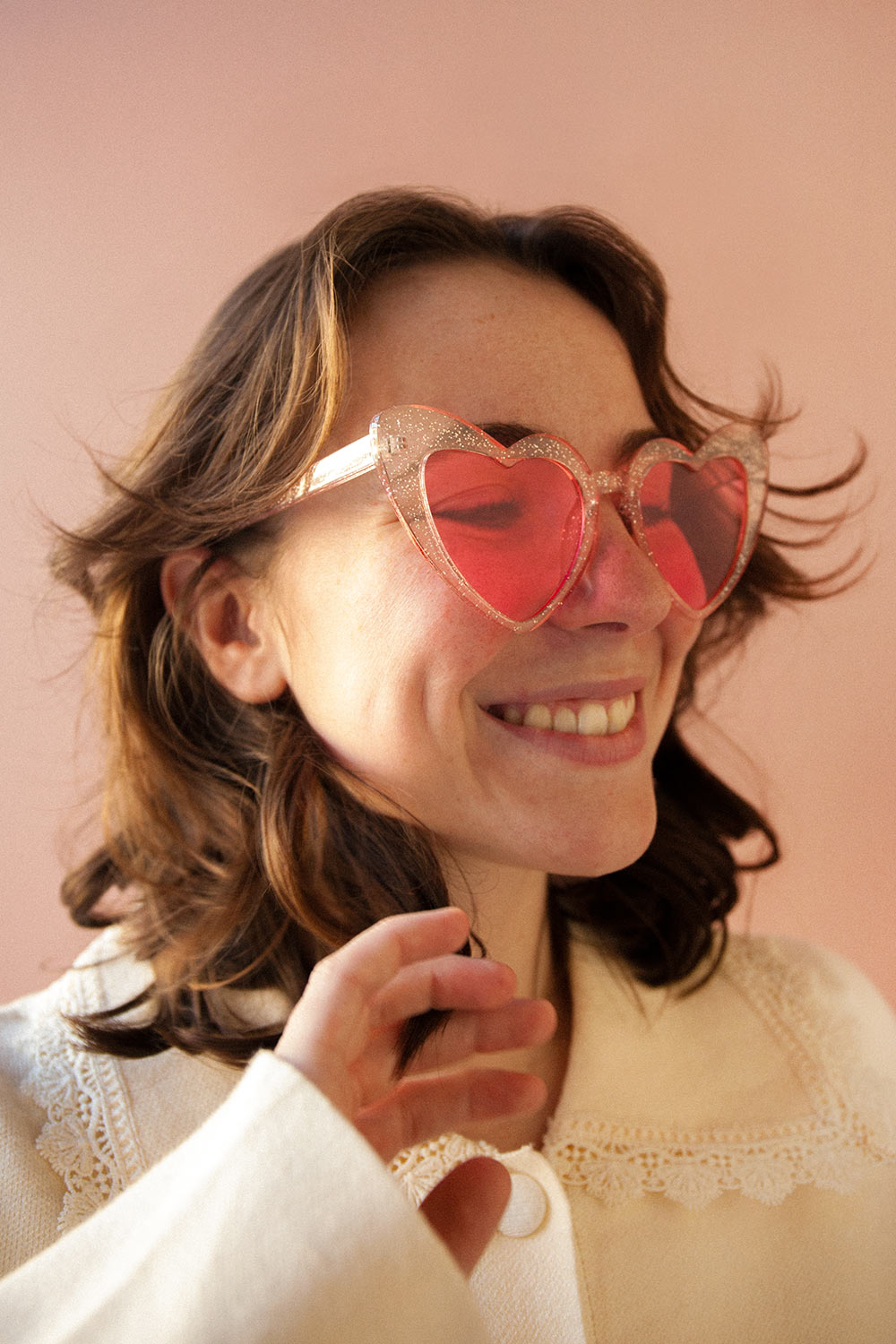 Cancun Pink Glossy Heart-Shaped Sunglasses | Boutique 1861 model