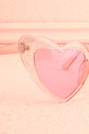 Cancun Pink Glossy Heart-Shaped Sunglasses | Boutique 1861 side close-up