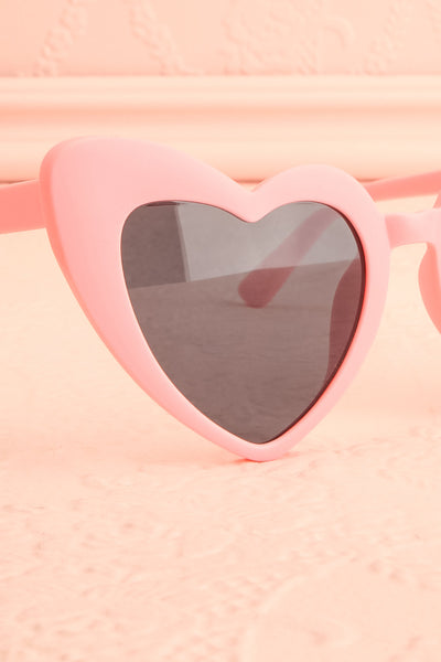 Cancun Pink Matte Heart-Shaped Sunglasses | Boutique 1861 side close-up