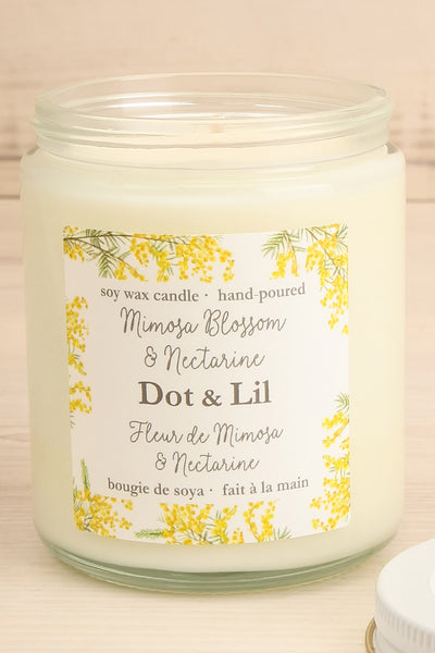 Mimosa Blossom & Nectarine Candle | La petite garçonne open close-up