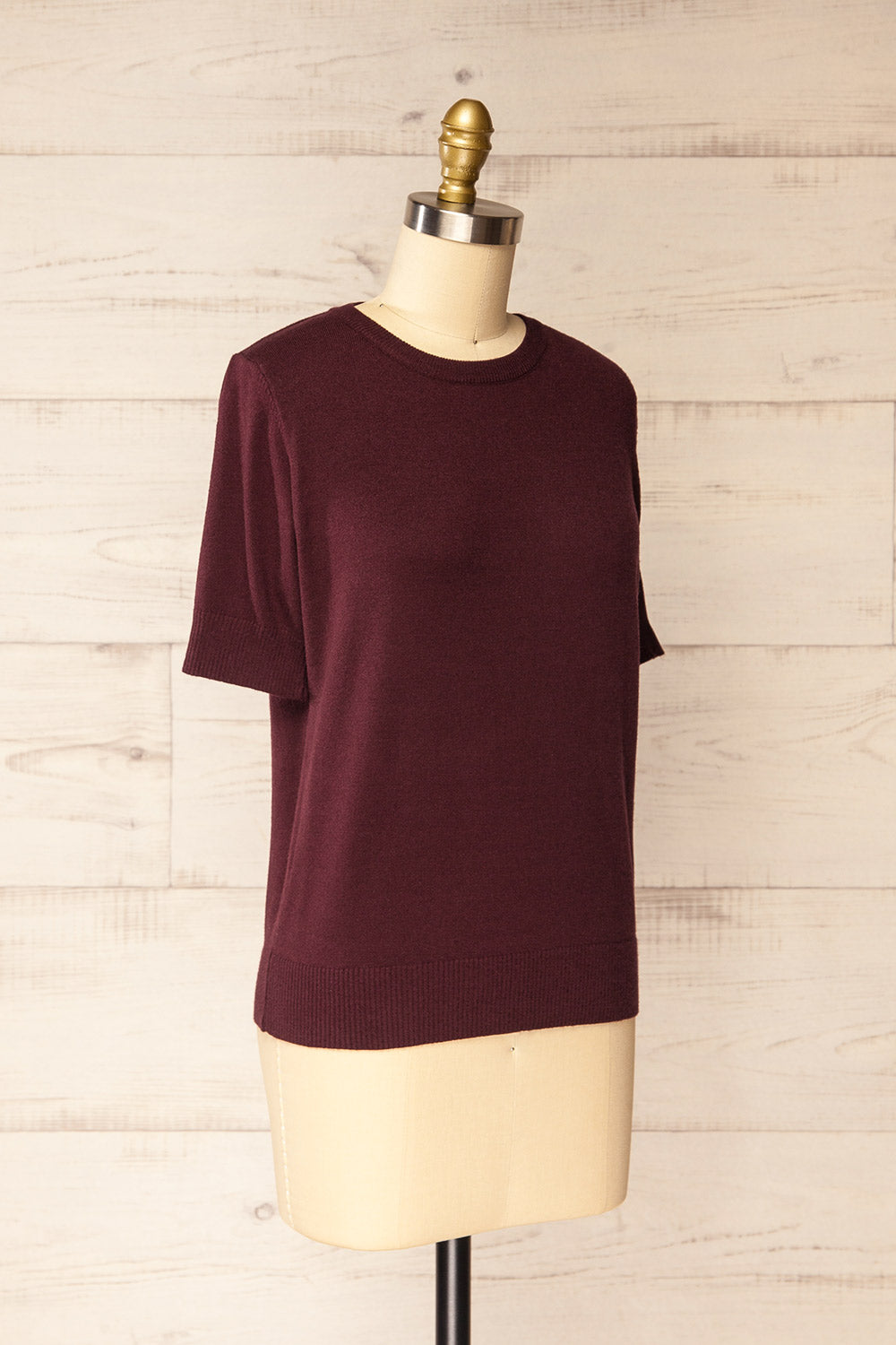 Cankaya Burgundy Soft Knit Top | La petite garçonne side view