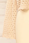 Canterbury Beige Crochet Cropped Top | La petite garçonne sleeve