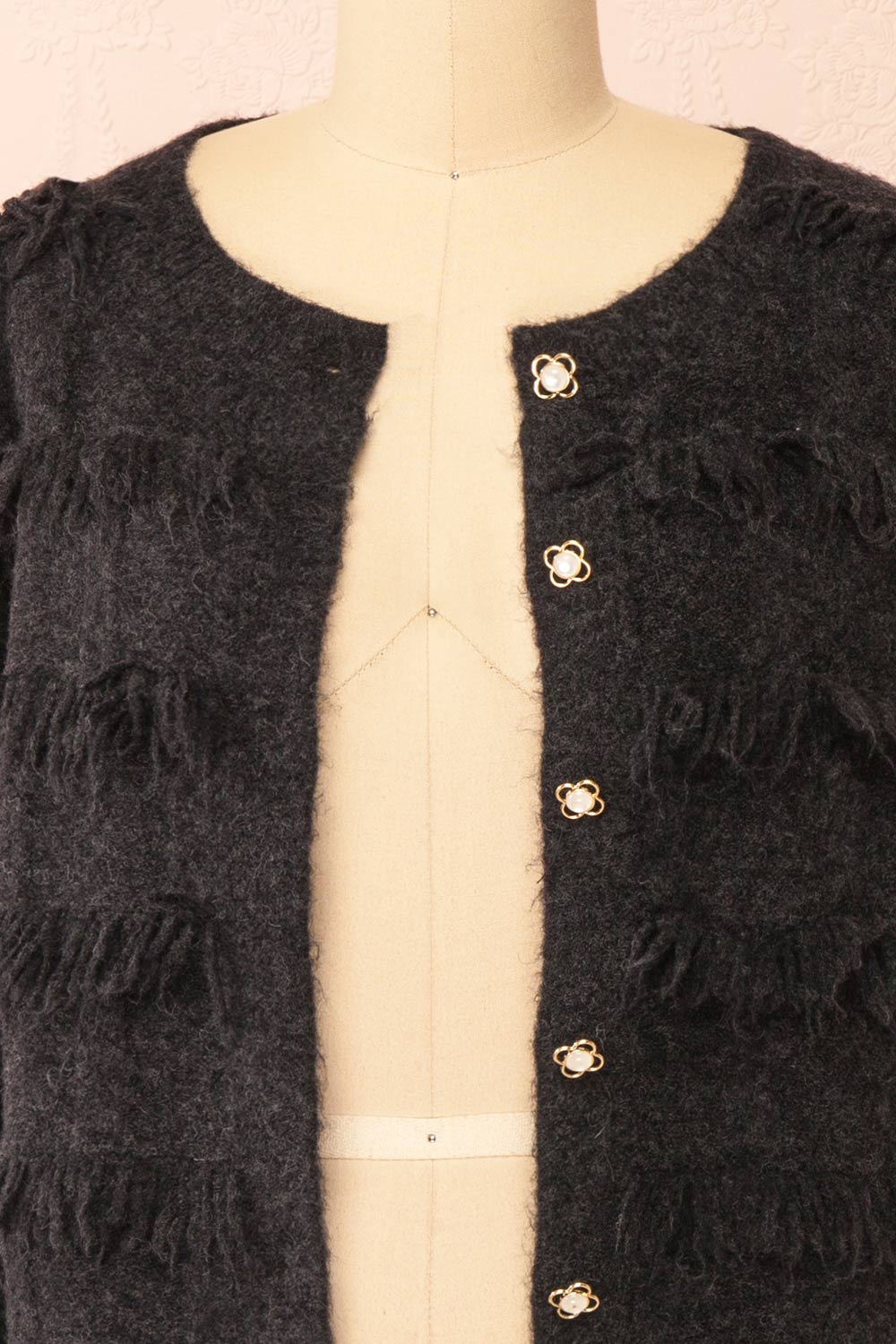 Caradine Black Knit Cardigan with Fringe | Boutique 1861 open