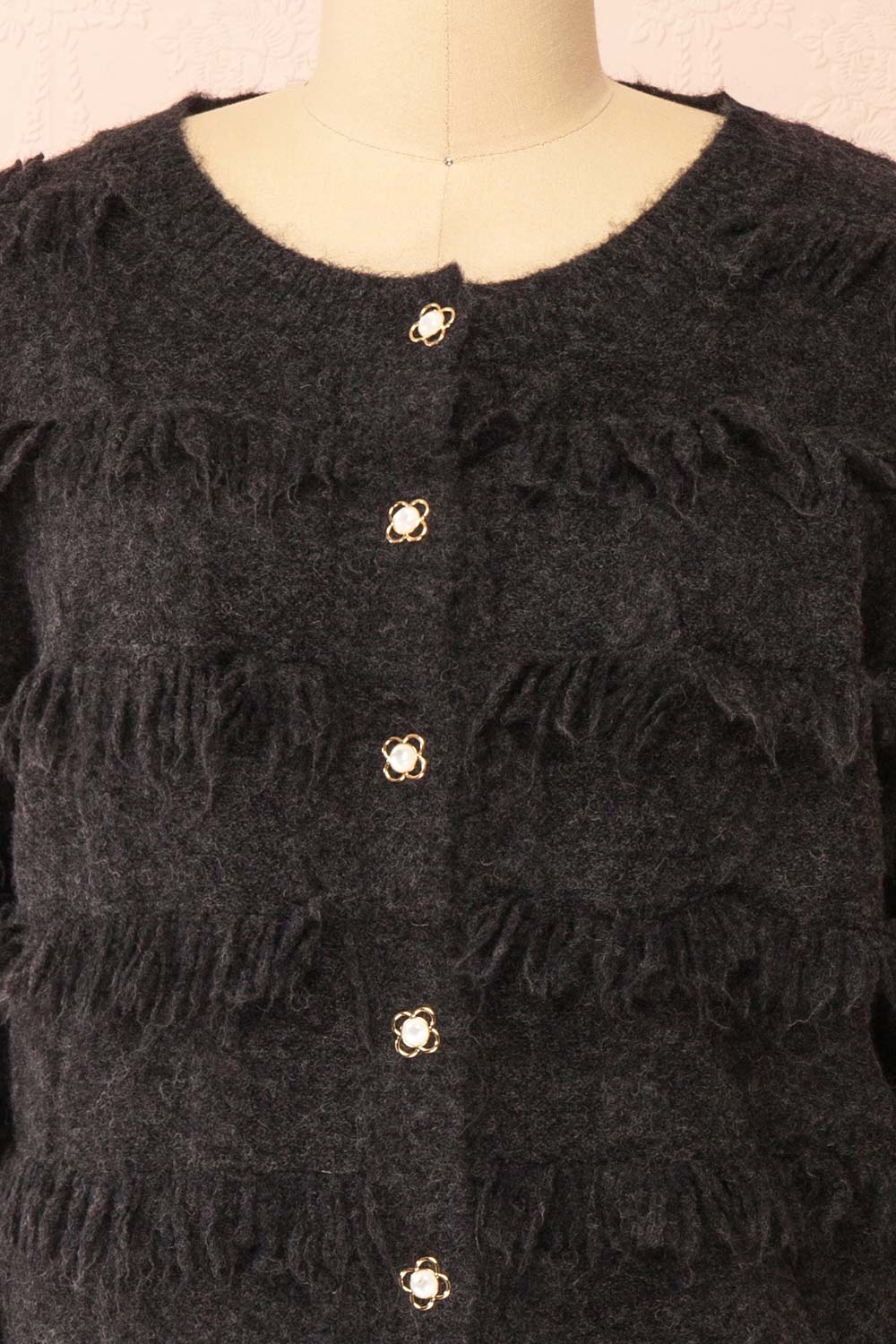 Caradine Black Knit Cardigan with Fringe | Boutique 1861 front