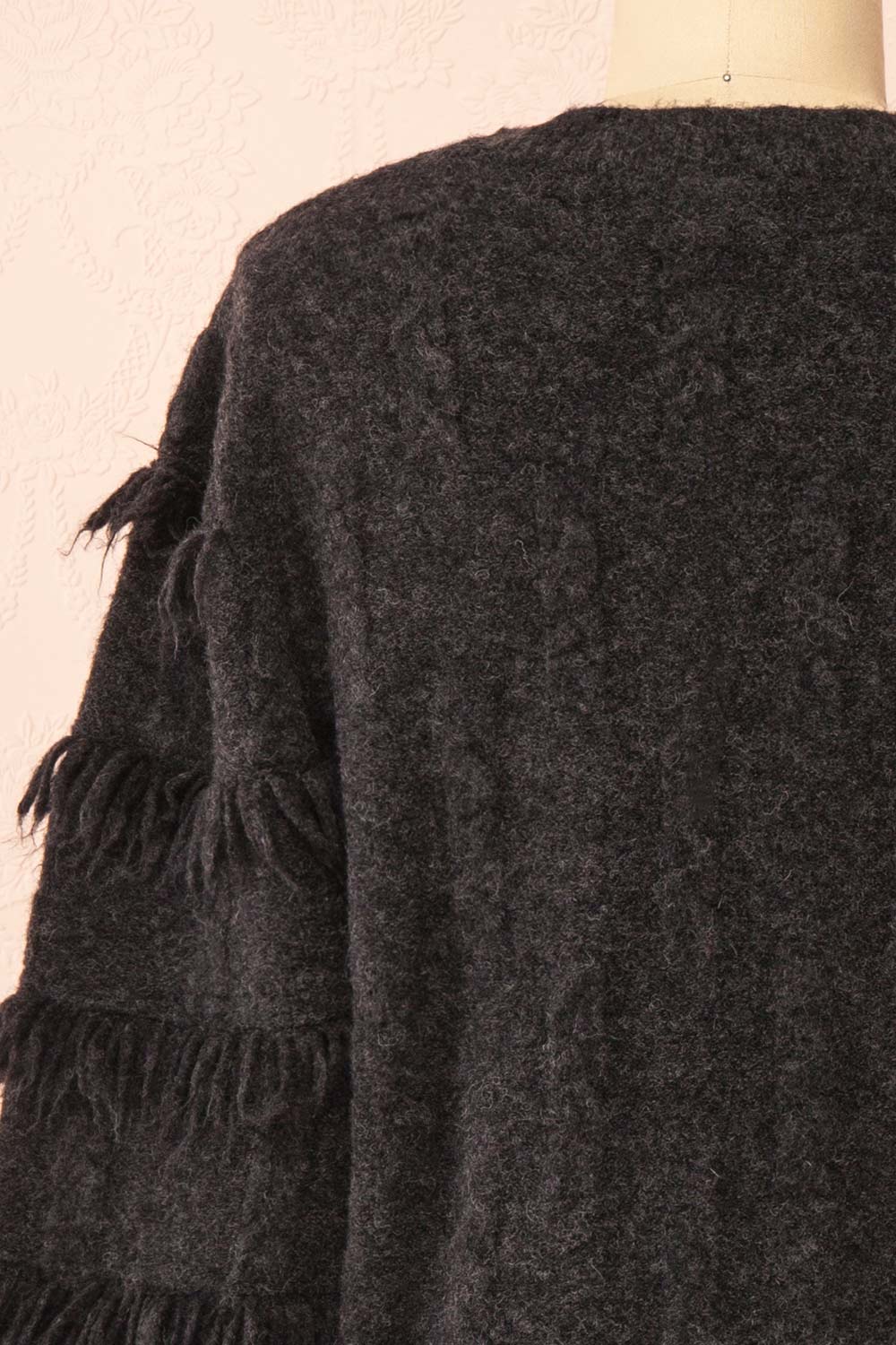 Caradine Black Knit Cardigan with Fringe | Boutique 1861 back