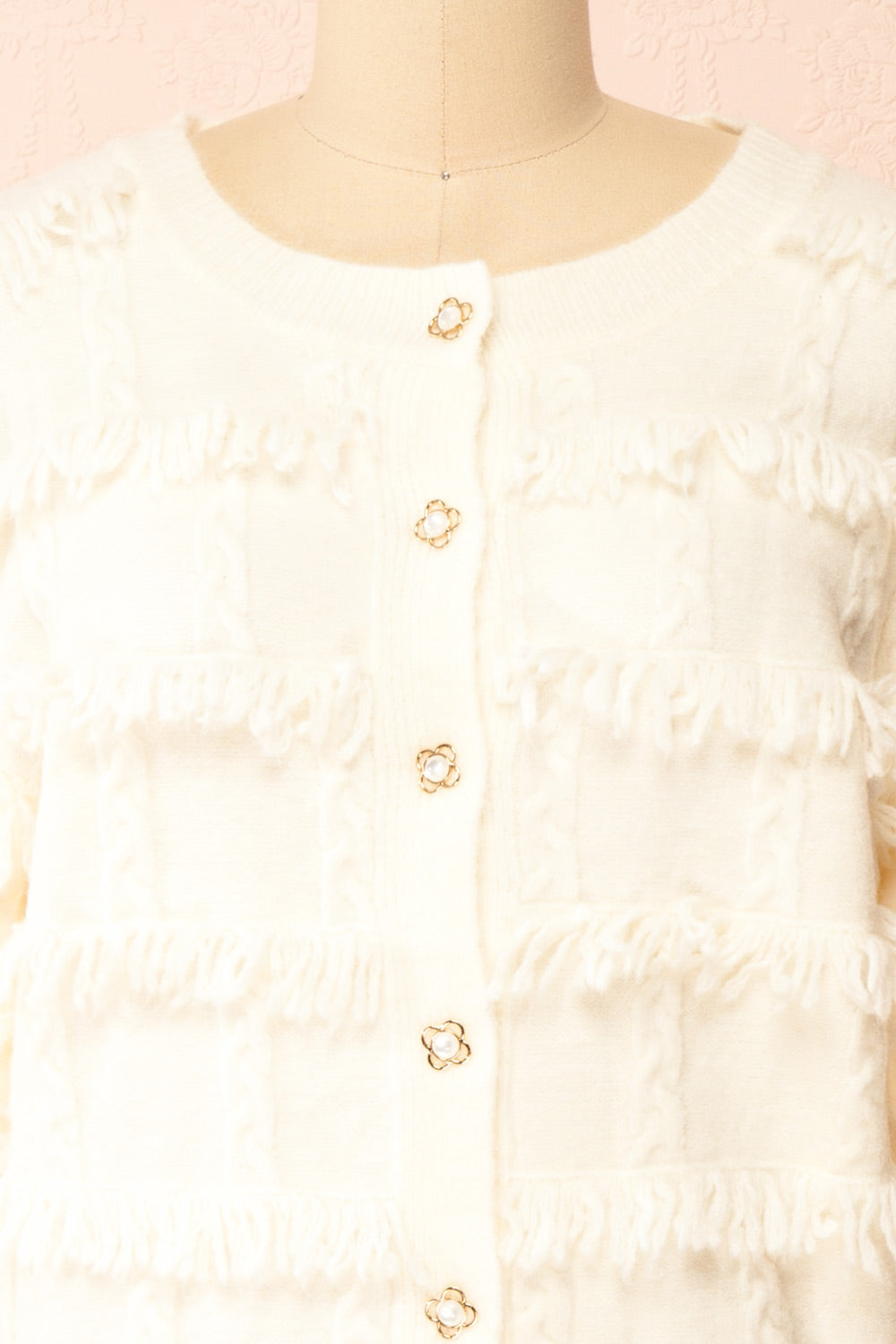 Caradine Ivory Knit Cardigan with Fringe | Boutique 1861 front