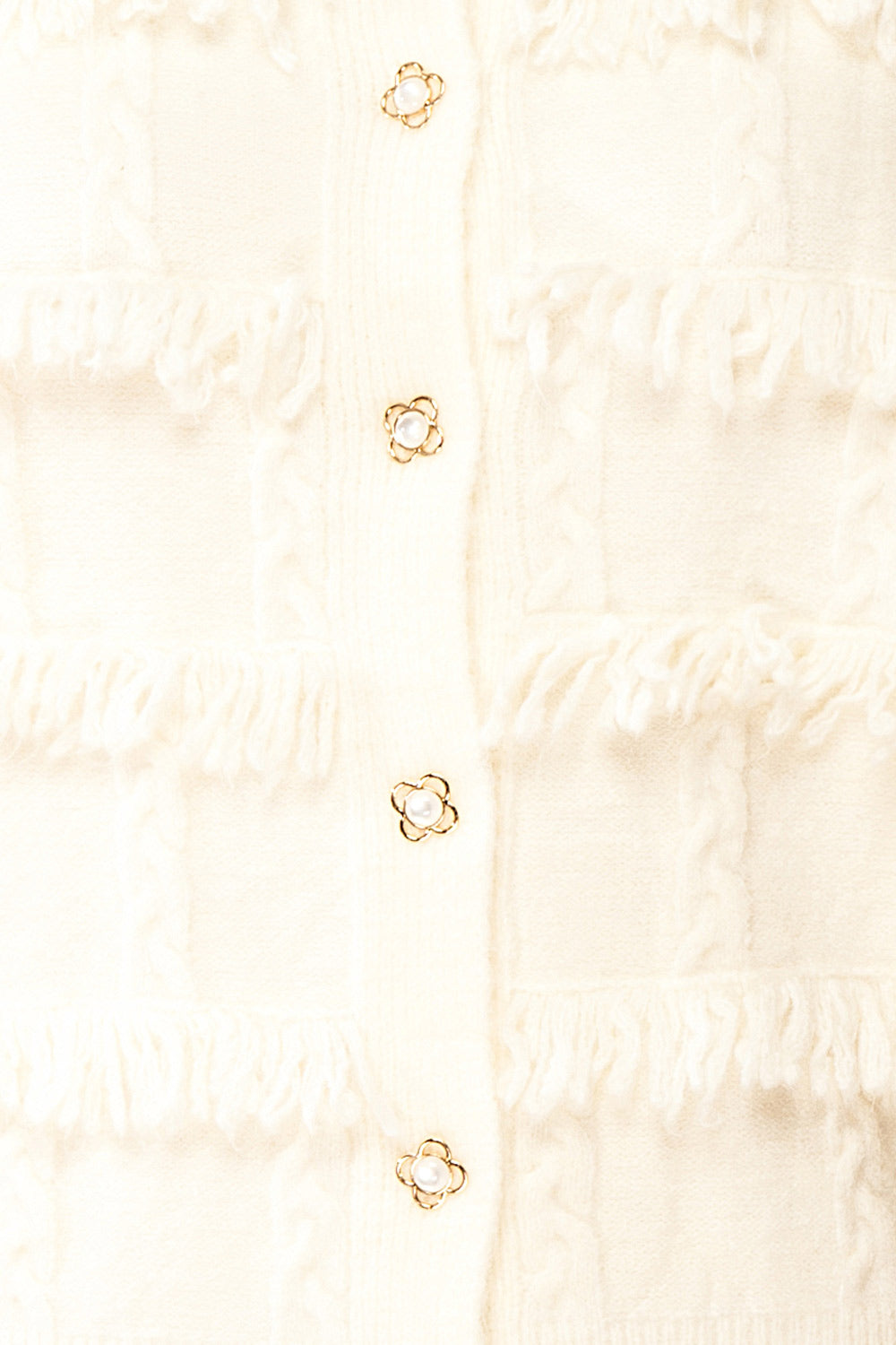 Caradine Ivory Knit Cardigan with Fringe | Boutique 1861 fabric