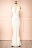 Carina Ivory Halter V Neck Open Back Mermaid Bridal Dress | Boudoir 1861 front view
