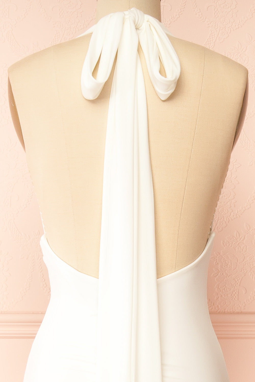 Carina Ivory Halter V Neck Open Back Mermaid Bridal Dress | Boudoir 1861 back