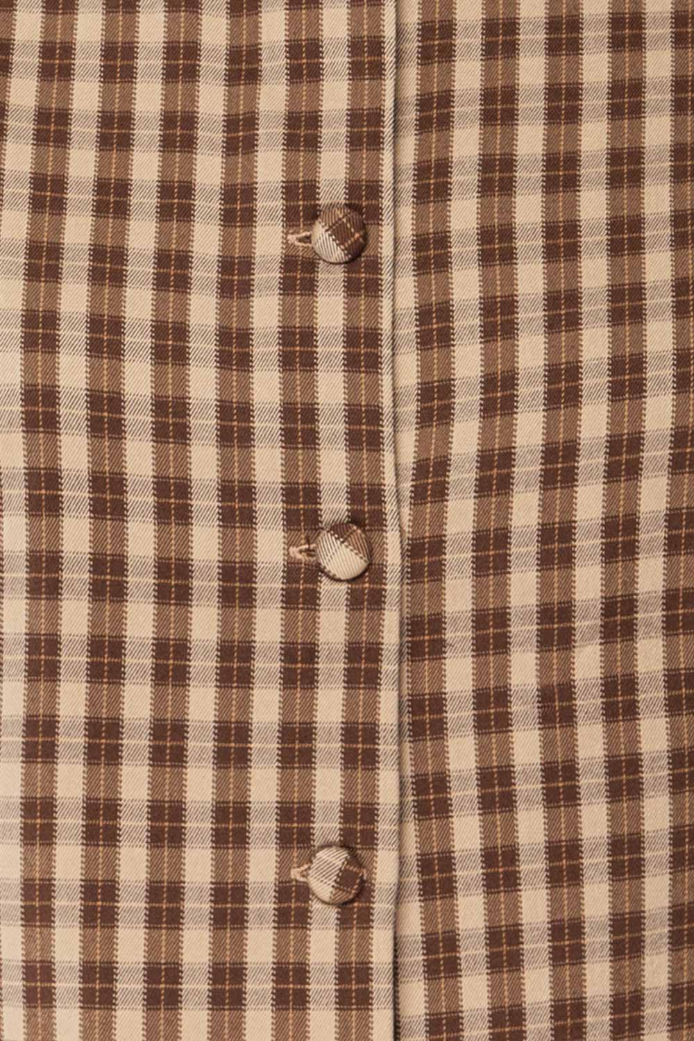 Carince Brown Plaid Button Down Vest | La petite garçonne fabric 