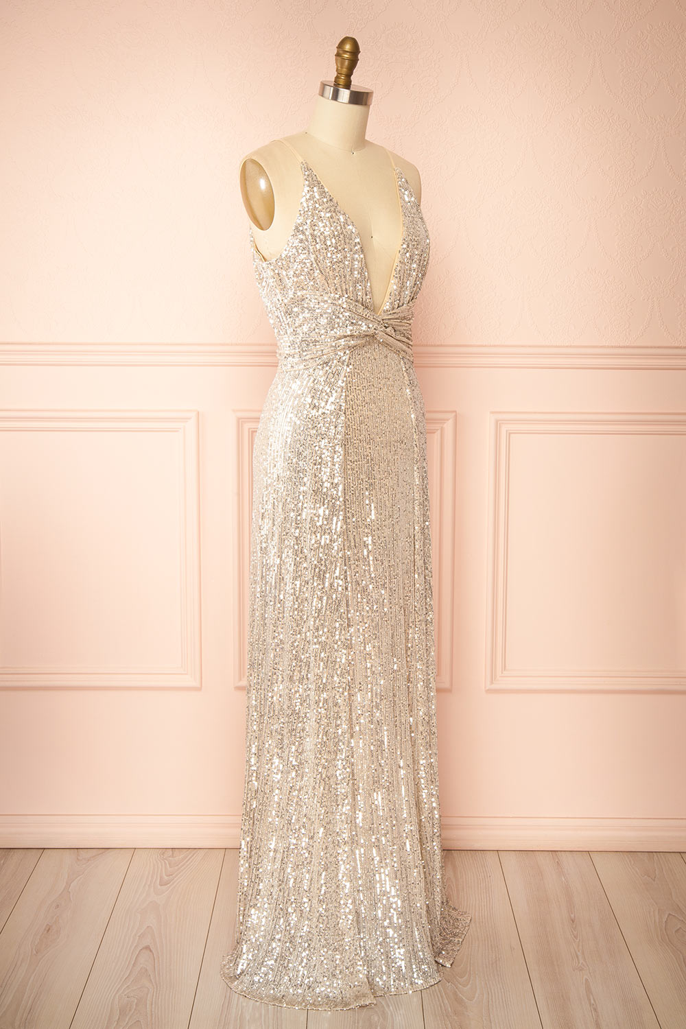 Carlene Maxi Sequins Dress with Slits | Boutique 1861 side view