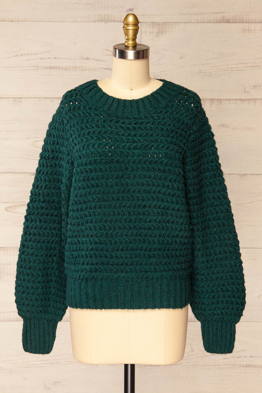 Carleton Green Knit Sweater | La petite garçonne front view