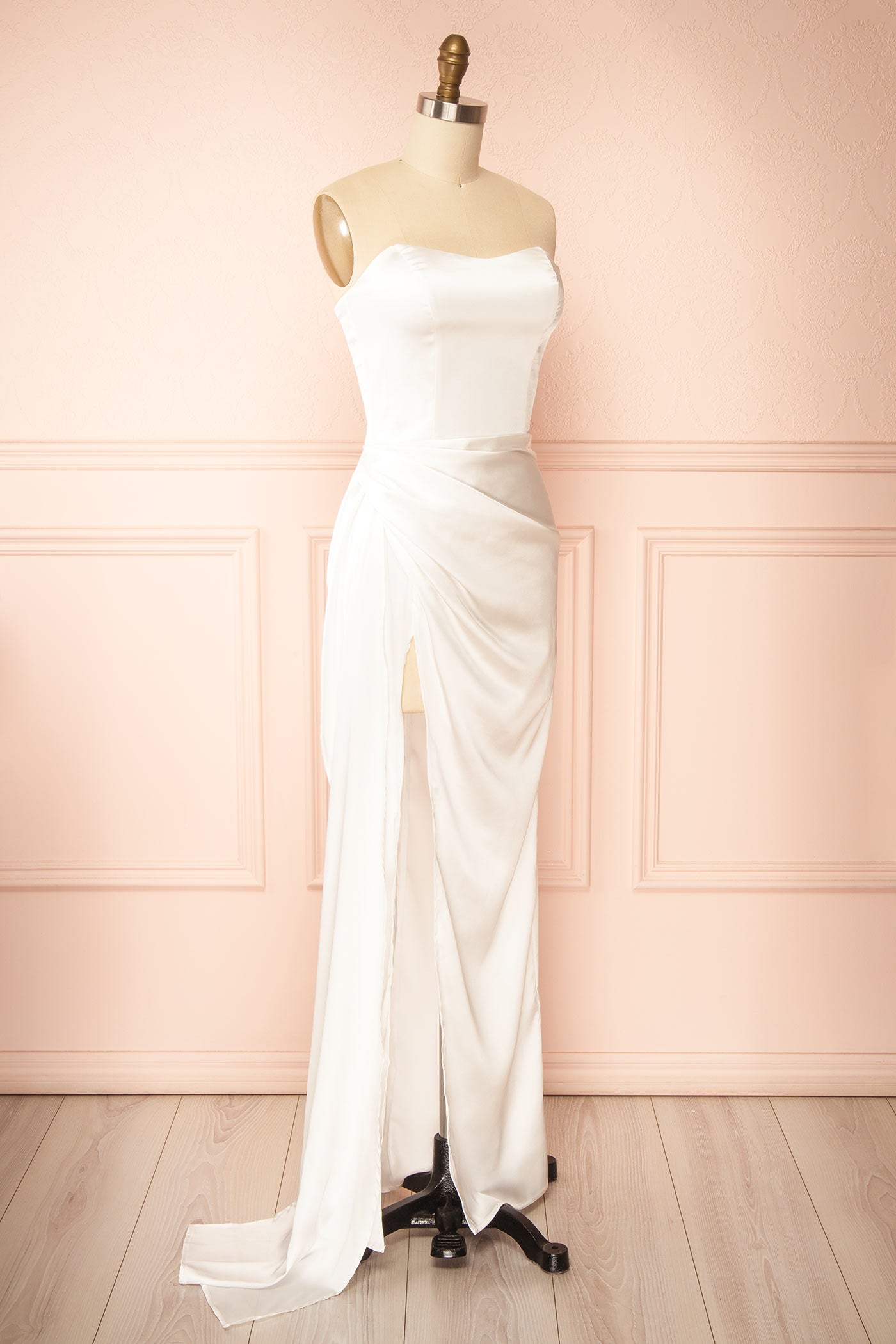 Carmine | Strapless Satin Wedding Dress with Slit