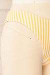 Carora Yellow Striped Bikini Bottom | La petite garçonne side close-up